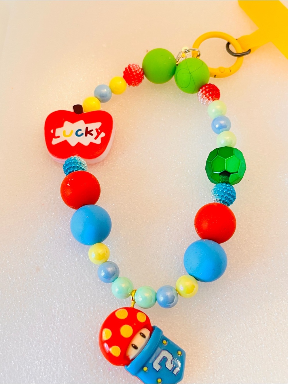 Colorful 'Mario Bross' Nintendo & Tod Bead phone chain key chain